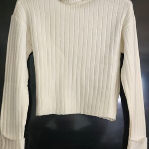 Ultra Flirt Ivory  Ribbed Mock neck Sweater XS